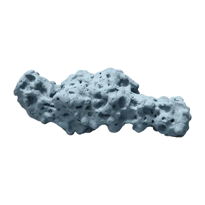 Blue ceramic model of the E. coli fluoride channel